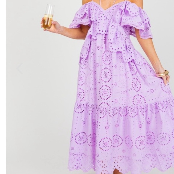 NWT Lavender Eyelet Off-Shoulder Dress, M - Picture 2 of 6